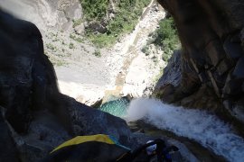 En haut de la grande cascade - canyoning mt Perdu - Espagne